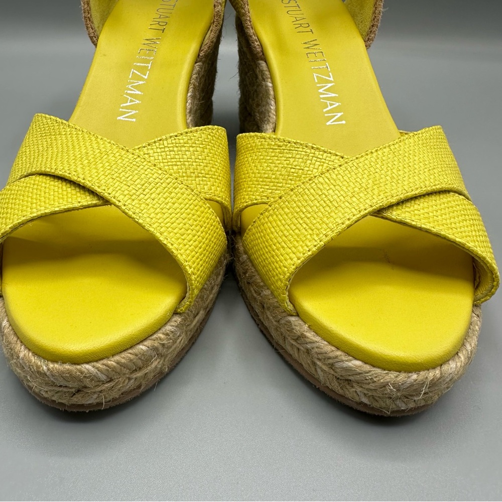 Stuart Weitzman Womens Mirela Espadrille Wedge Sandals Pistachio Yellow Size 8 - Picture 8 of 11